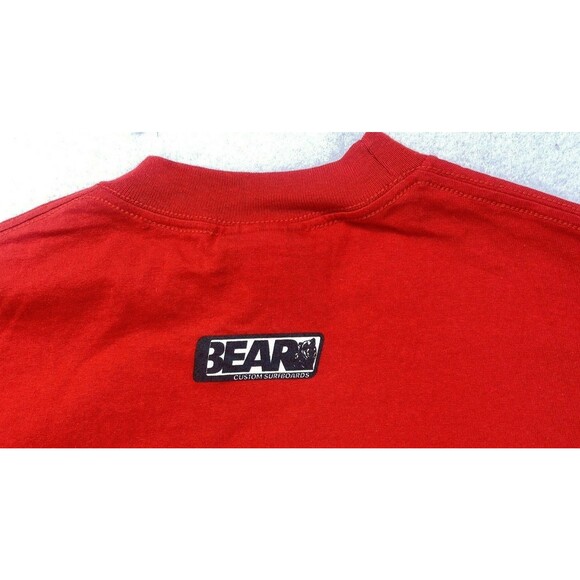 Bear Surfboards Logo Shirt Men Medium Vintage 1990's Surf Wave Graphic Red - Picture 10 of 10